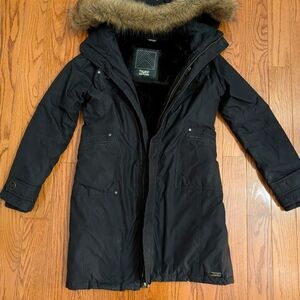 TNA Women's Black Parka With Fur Hood